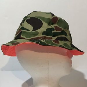 Reversible Camouflage Neon Blaze Orange Hunting Fishing Outdoorsy Bucket Hat